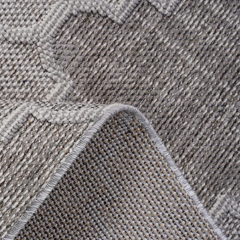 LOOM & LUXE コレクション 6X9 ホワイト/グレー/トレリス 屋内/屋外エリアラグ