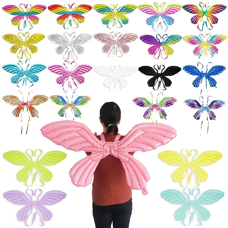 Colorful Angel Butterfly Wing Balloon Happy Birthday Children's Day Boy Girl DIY Party Decorations Back Hanging Foil Balloon Toy