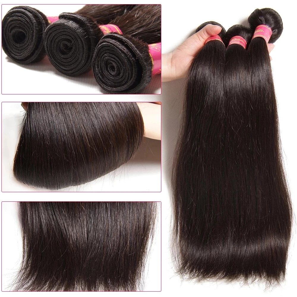 Nadula Haar 3 Bundles Mit 2 Pcs Verschlüsse Peruanische Gerade Menschliches Haar Bundles Mit Spitze Verschluss 100% Remy Haar mit verschluss 4*4