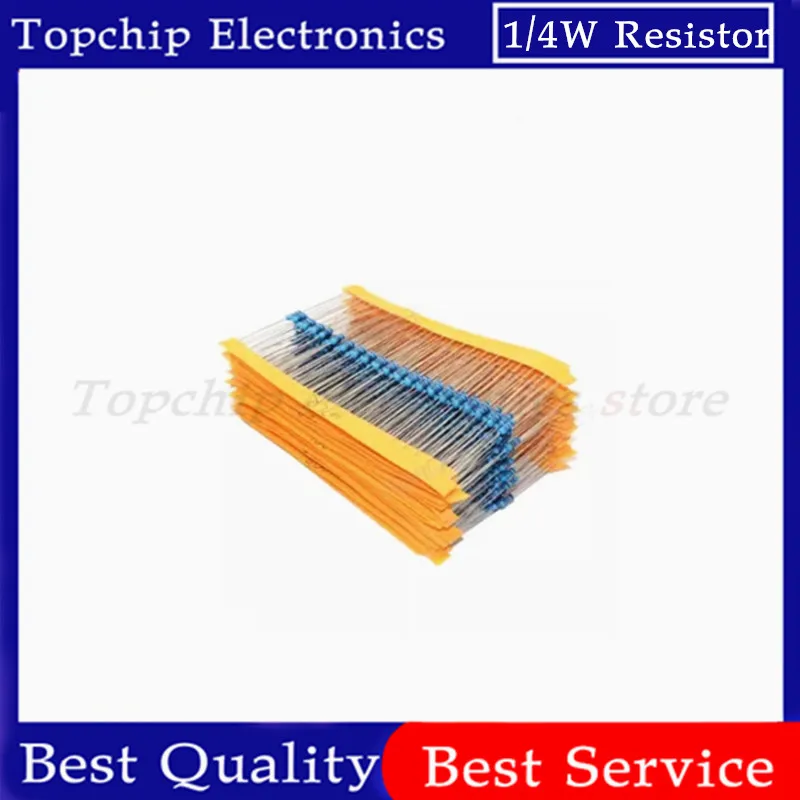 600pcs/set 30 Kinds 1/4W Resistance 1% Metal Film Resistor Pack Assorted Kit 1K 10K 100K 220ohm 1M Resistors