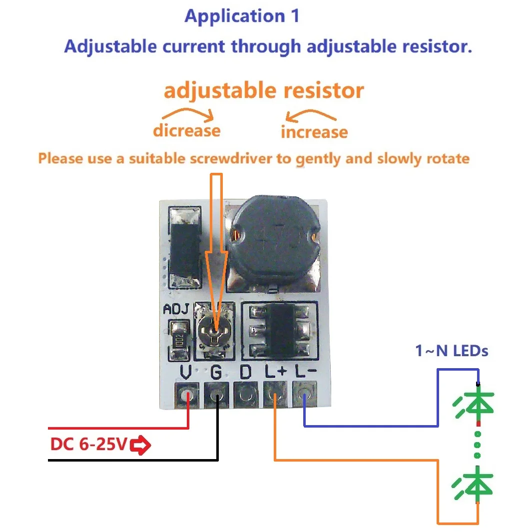 Kontrol Peredupan LED 0-910MA Modul Driver LED PWM Dapat Disesuaikan Arus Konstan Papan LD24AJTA_MINI UNTUK Arduino ESP32 DC 12V 24V