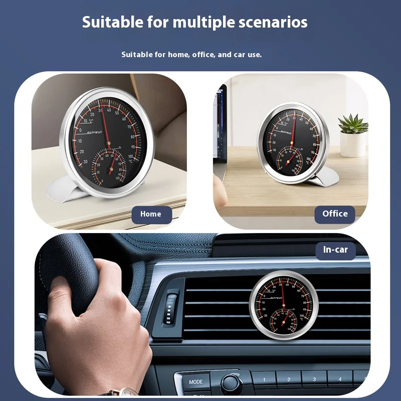 2 in 1 Additional Instrument Car Accessories Interior Air Dashboard Panel Stick-on Thermometer&hygrometer Replacement Parts Vent