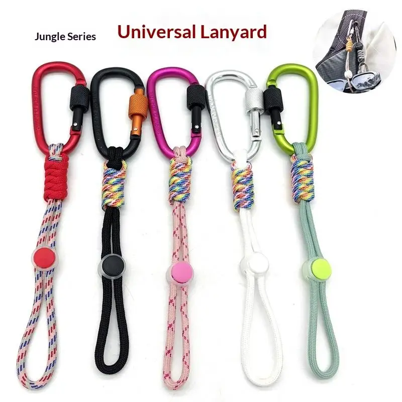 Aluminum Alloy Carabiner Bottle Holder With Paracord Strap, Multi-Functional Portable Hanging Keychain Clip For Hiking