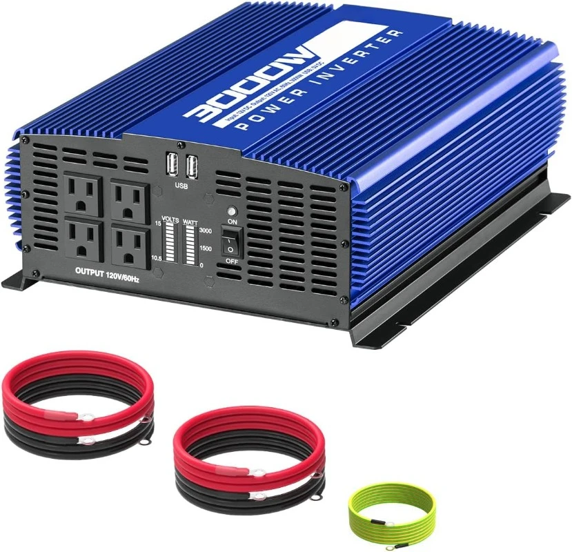 3000 Watt Inverter,3000W Power Inverter 12V DC to 110V AC Car Battery Inverter with 4 AC Outlets /2 USB Port