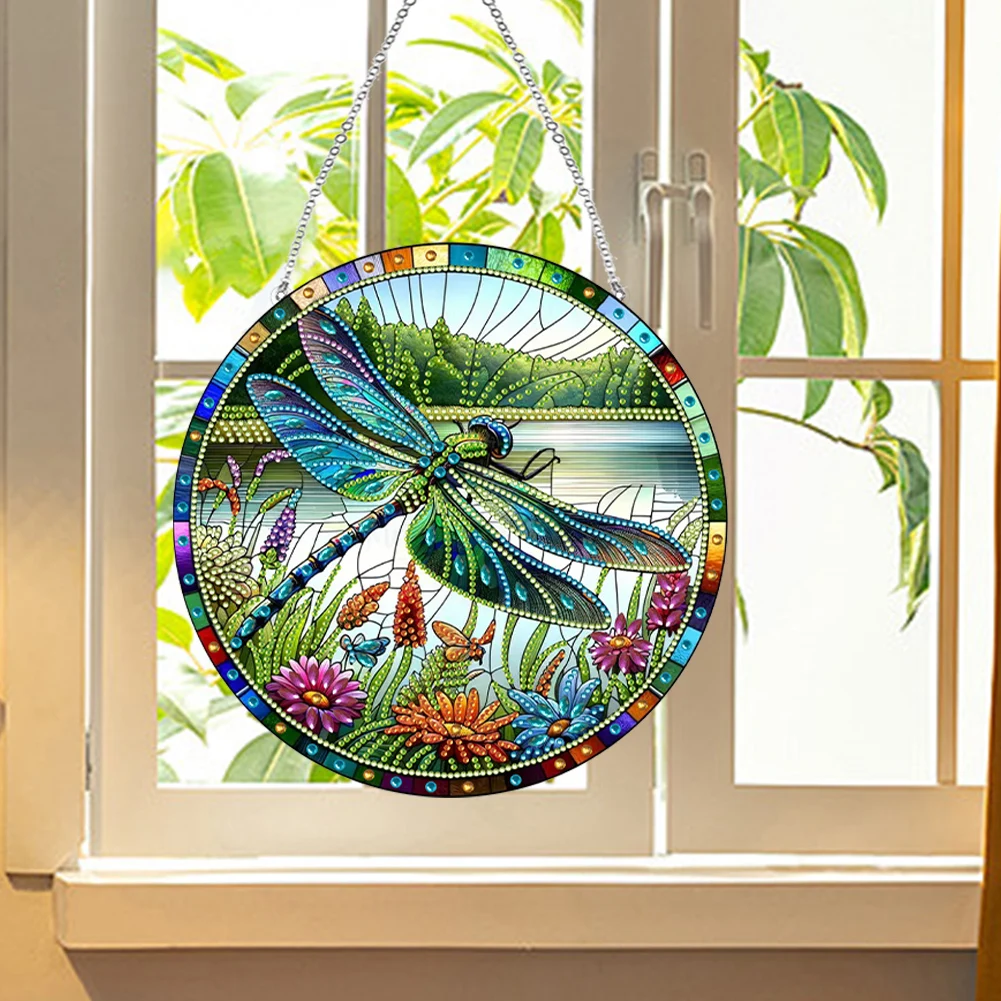 

Dragonfly Lotus Double Sided Special Shape Diamond Painting Hanging Pendant 5D DIY Diamond Painting Dots Pendant for Art Crafts