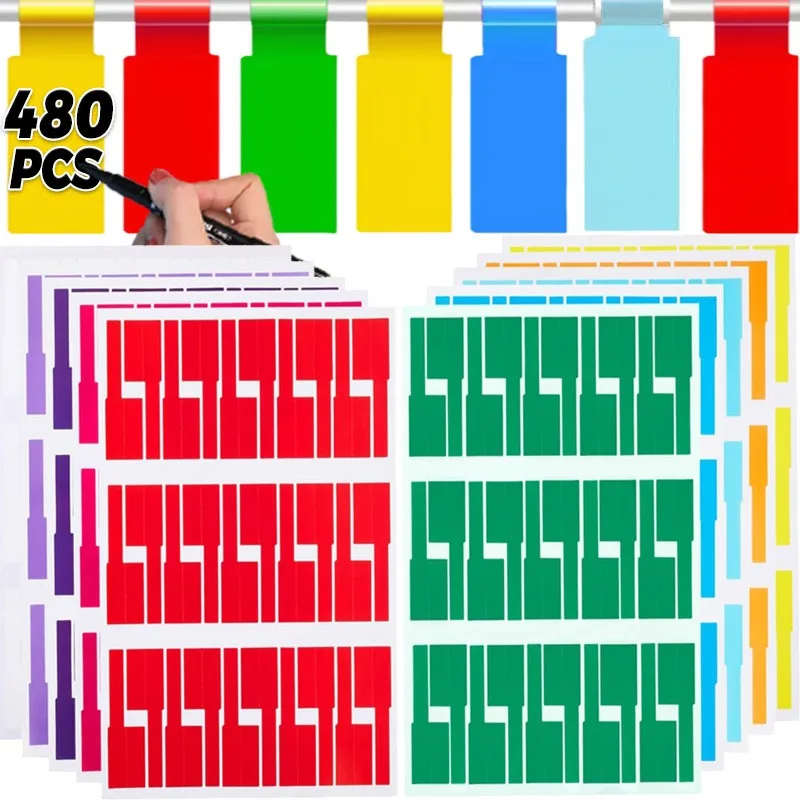 150/480pcs Self-Adhesive Cable Labels Colorful Waterproof Wire Marking Ties Wire Label Laser Printer Sticker Tear Resistant Tags