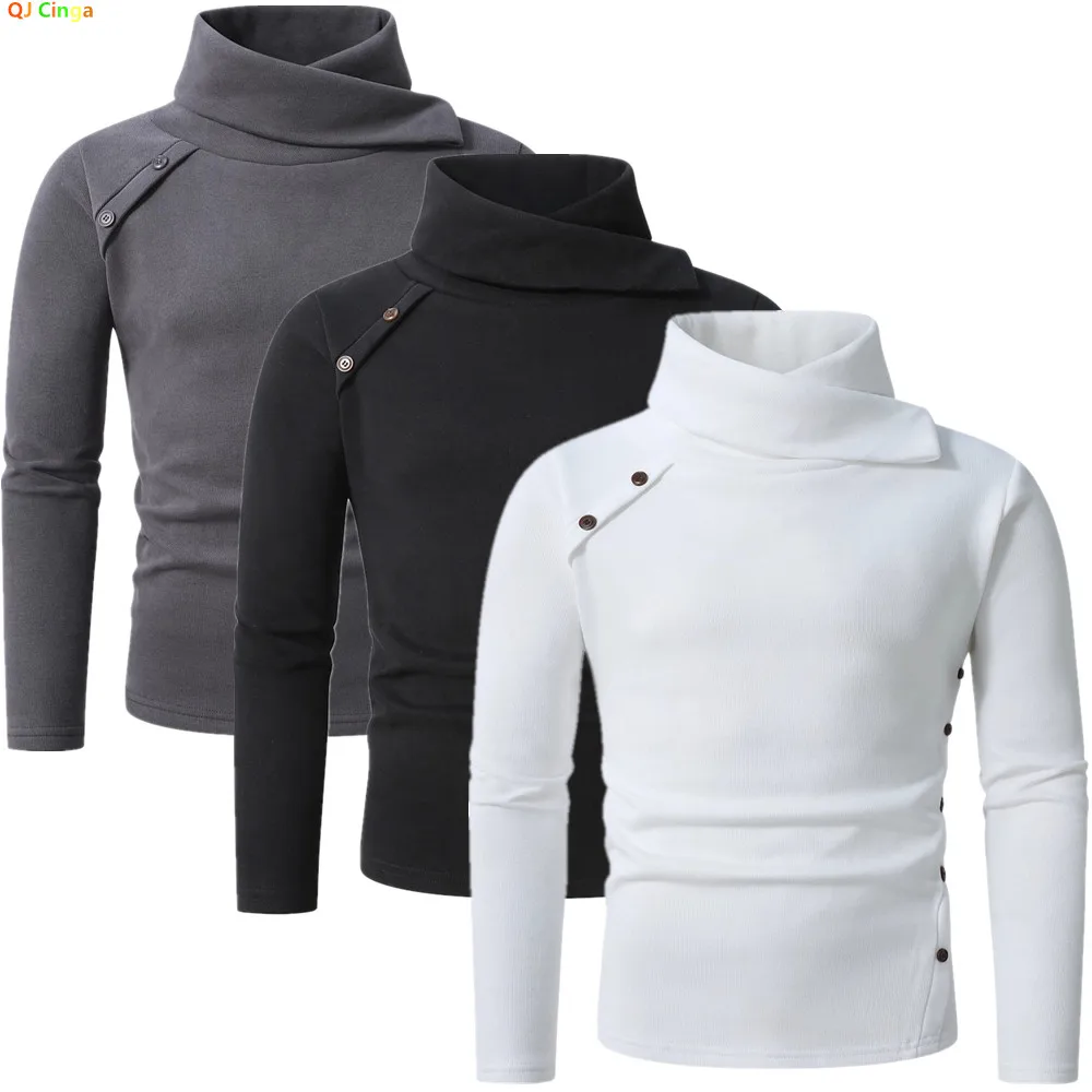 

Зимний мужской белый свитер с высоким воротником, черный пуловер в британском стиле, азиатские размеры M-4XL.