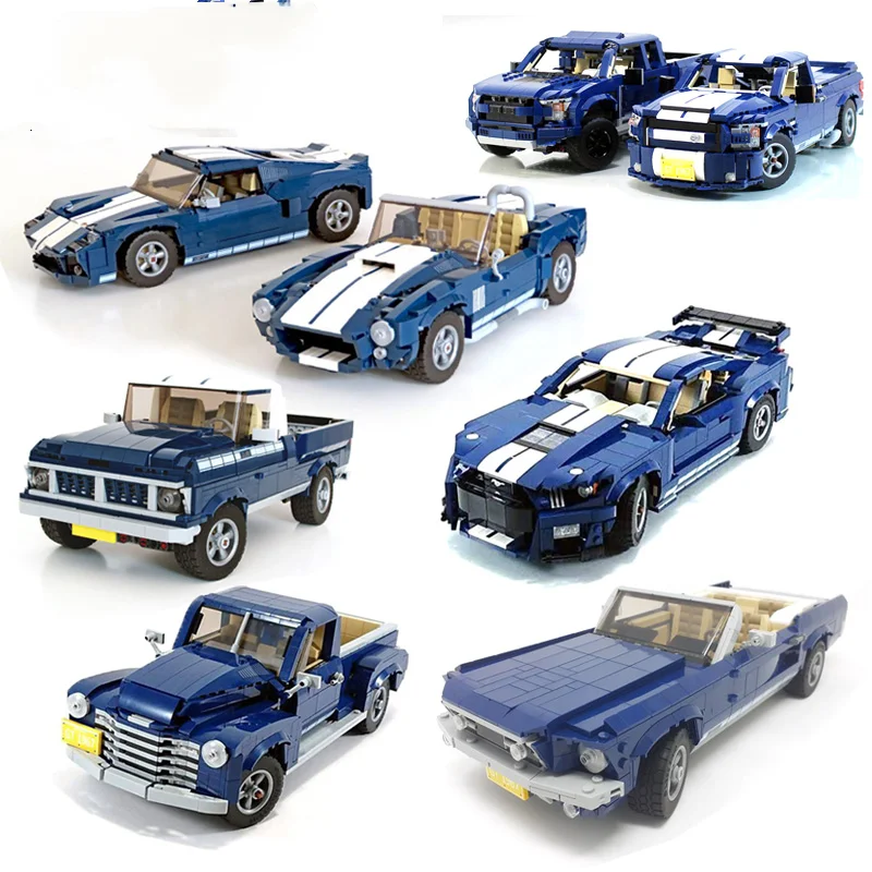 

NEW MOC- 10265 Mustang Shelby GT500 Building Block Car Bricks F150 Raptor Classic Pickup Assembled Model DIY Toys Birthday Gifts