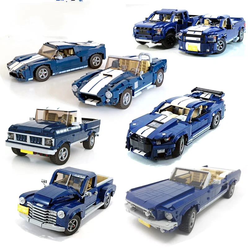 NEW MOC- 10265 Mustang Shelby GT500 Building Block Car Bricks F150 Raptor Classic Pickup Assembled Model DIY Toys Birthday Gifts