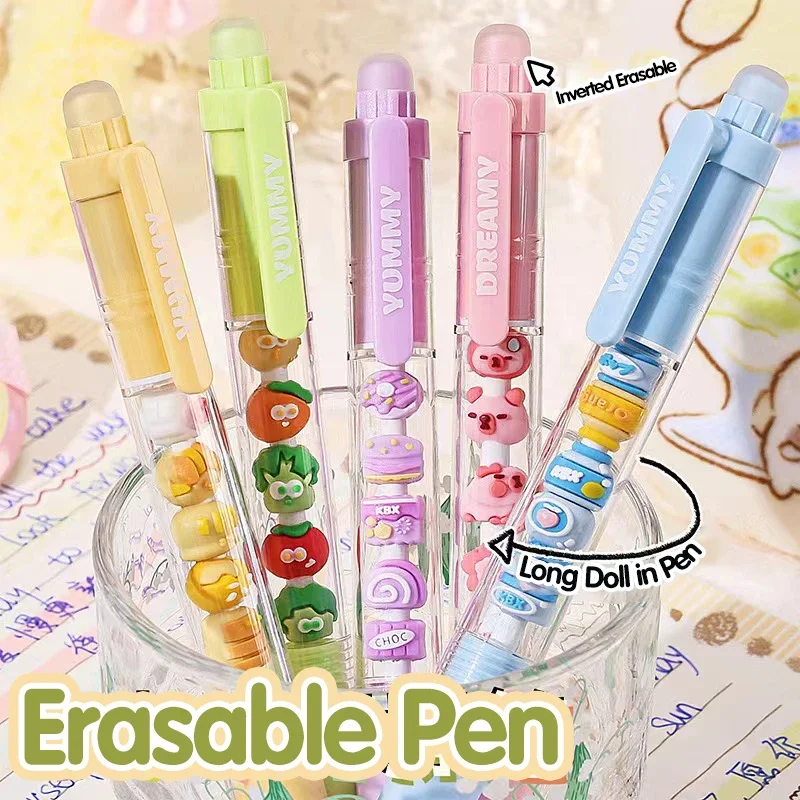 

Press to Wipe pen Neutral Pen Ballpoint Pen Third Grade Easy to Wipe Student Cartoon Crystal Blue Neutral Pen Thermal Eraser