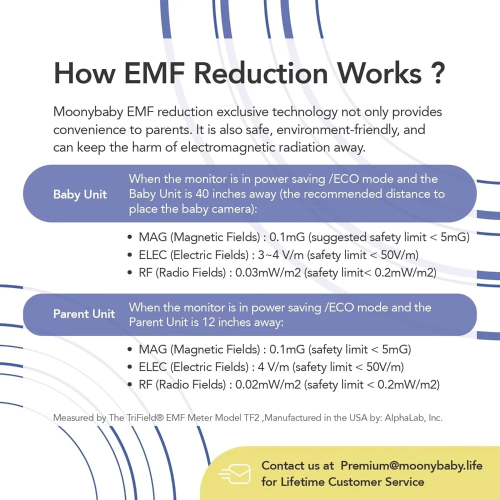 Low EMF 5" HD Auto Noise Reduce Baby Monitor with 2 Cameras.No WiFi Long Range, Split Screen, 2-Way Talk, Lullaby, Auto Night Vi