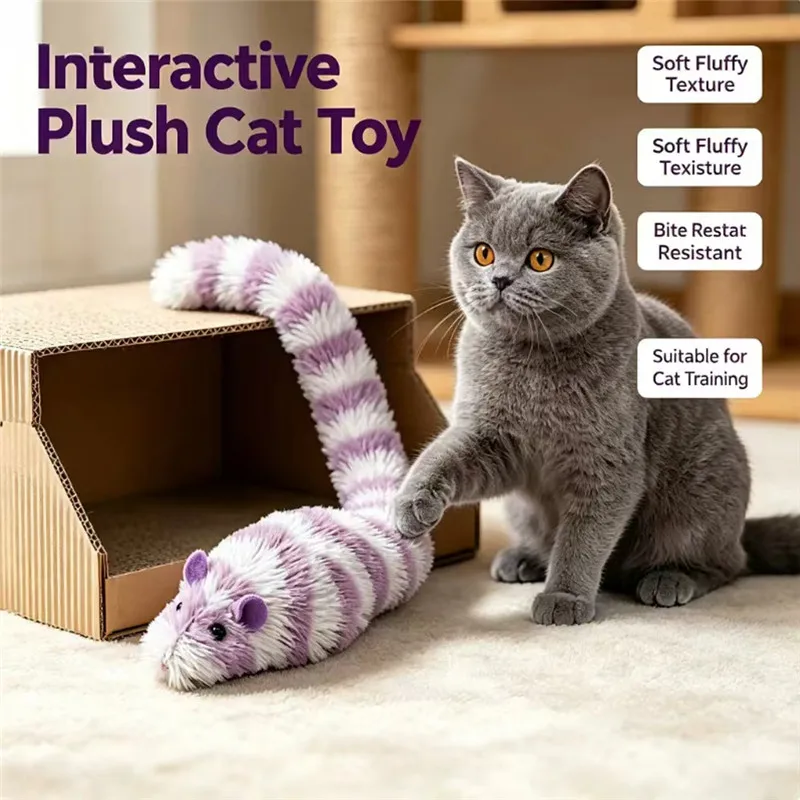 Interactive Cat Toy Plush Mouse Kitten Toy Squeaky Imitation Mice Bite Resistant Self Playing Cats Chew Toy gallery 5