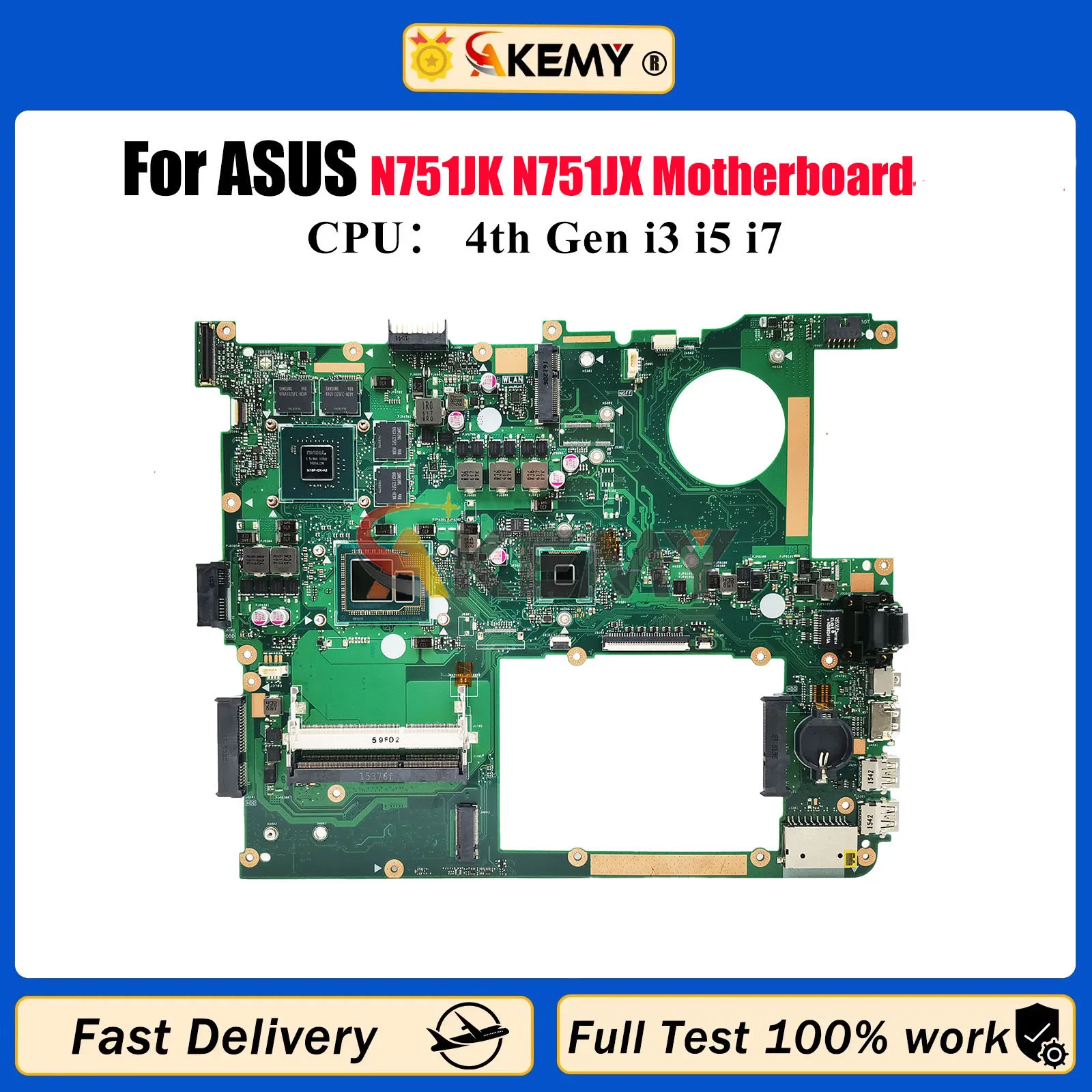 

N751JK Материнская плата для ноутбука ASUS Vivobook N751J N751JK N751JX Материнская плата для ноутбука с процессором i3 i5 i7 100% тест ОК быстрая доставка