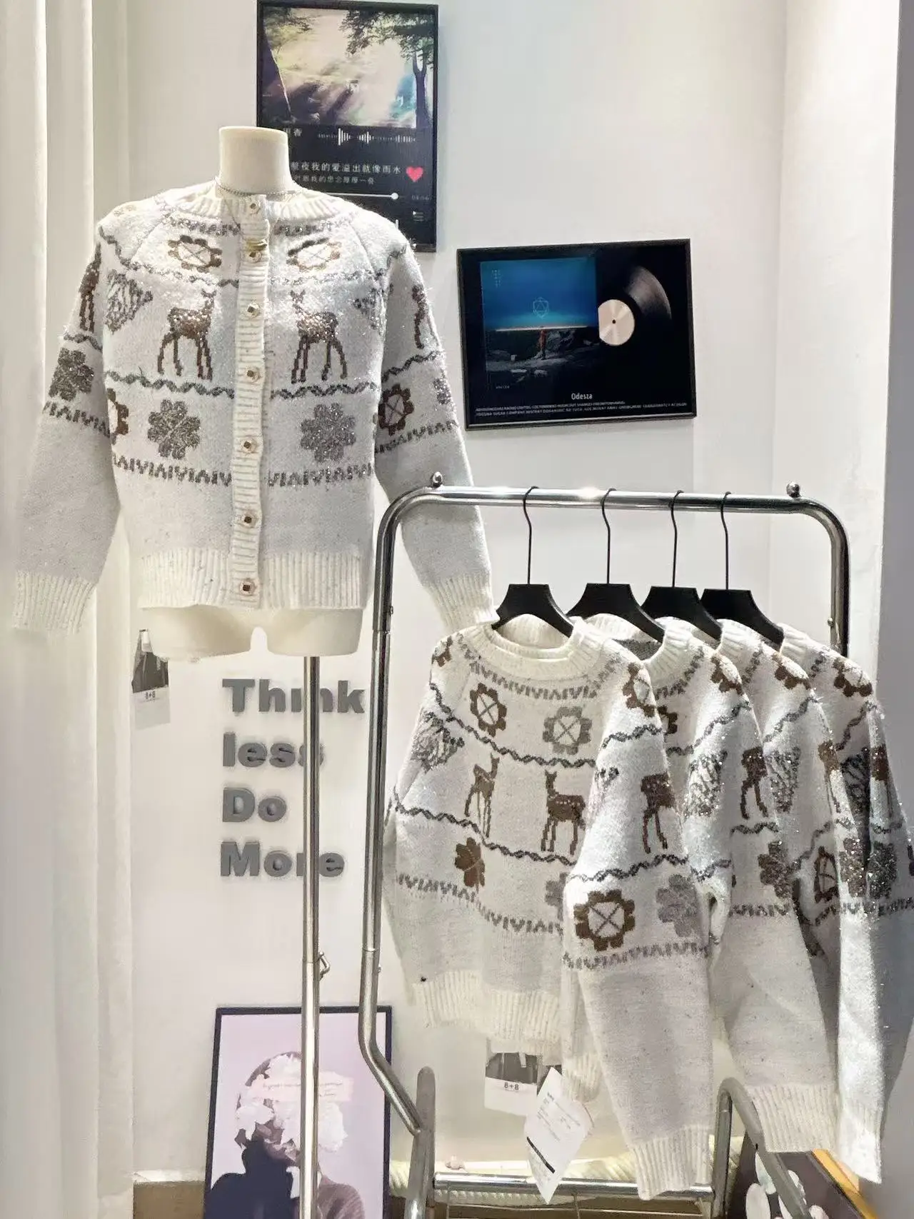 الثقيلة التطريز طباعة زهرة محبوك سترة مفتوحة المرأة الخريف الشتاء نمط غير رسمي كم طويل الجولة الرقبة سترة أعلى F556