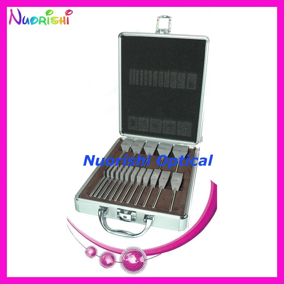 HLS16 Ophthalmic Acrylic Prism Bars With Stainless Steel Handle Kit Set Aluminum Case Packed