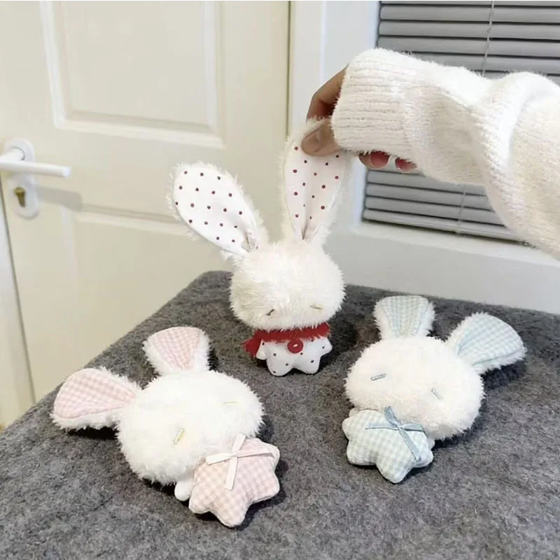Novo Chaveiro de Pelúcia Mini Coelhinho Anjo Kawaii, Brinquedo de Pelúcia Macio e Fofo de Coelho, Pingente para Pendurar
