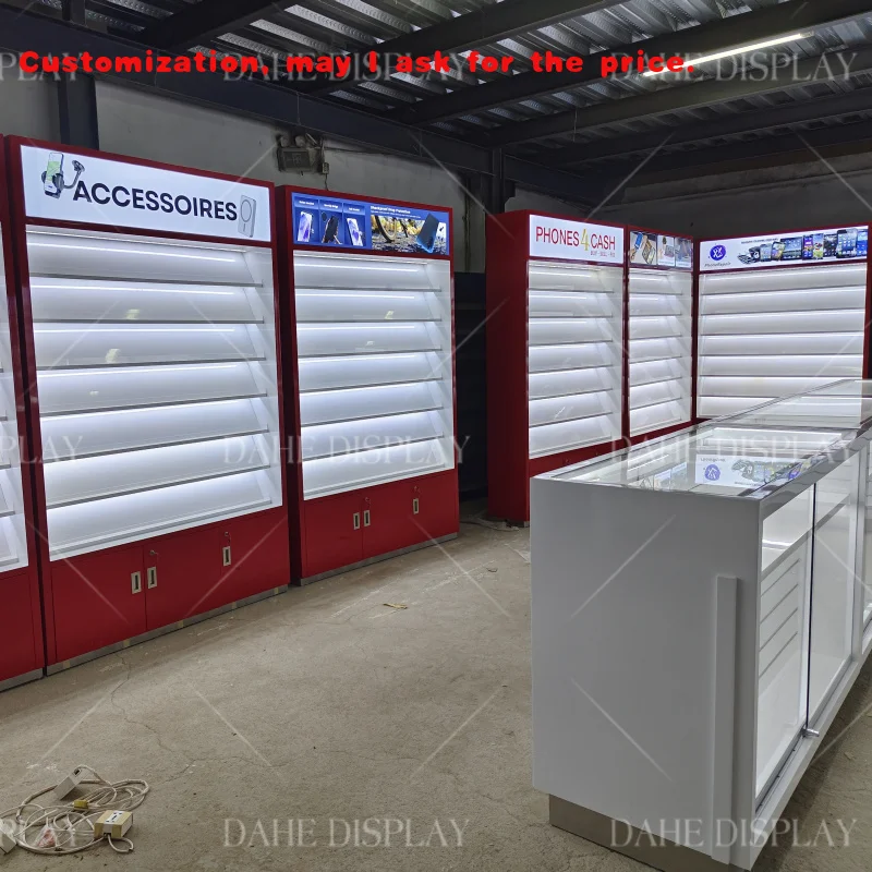 custom.Phone Accessories and Electronics Glass Showcase Mobile Phone Shop Display Counter Customized Cabinets Cell Phone Dis