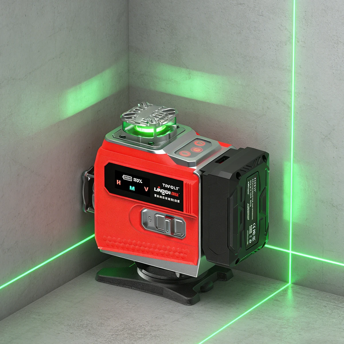 4D Cross 16 Line Green Self Level Laser Level for DIY Countertop Tile Baseboard Install Whole Room Alignment Home Remodel Work