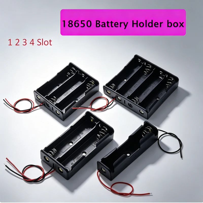 

1X 2X 3X 4X 18650 Battery Holder Storage Box Case DIY 1 2 3 4 Slot with Wire Lead for 18650 3.7V Battery