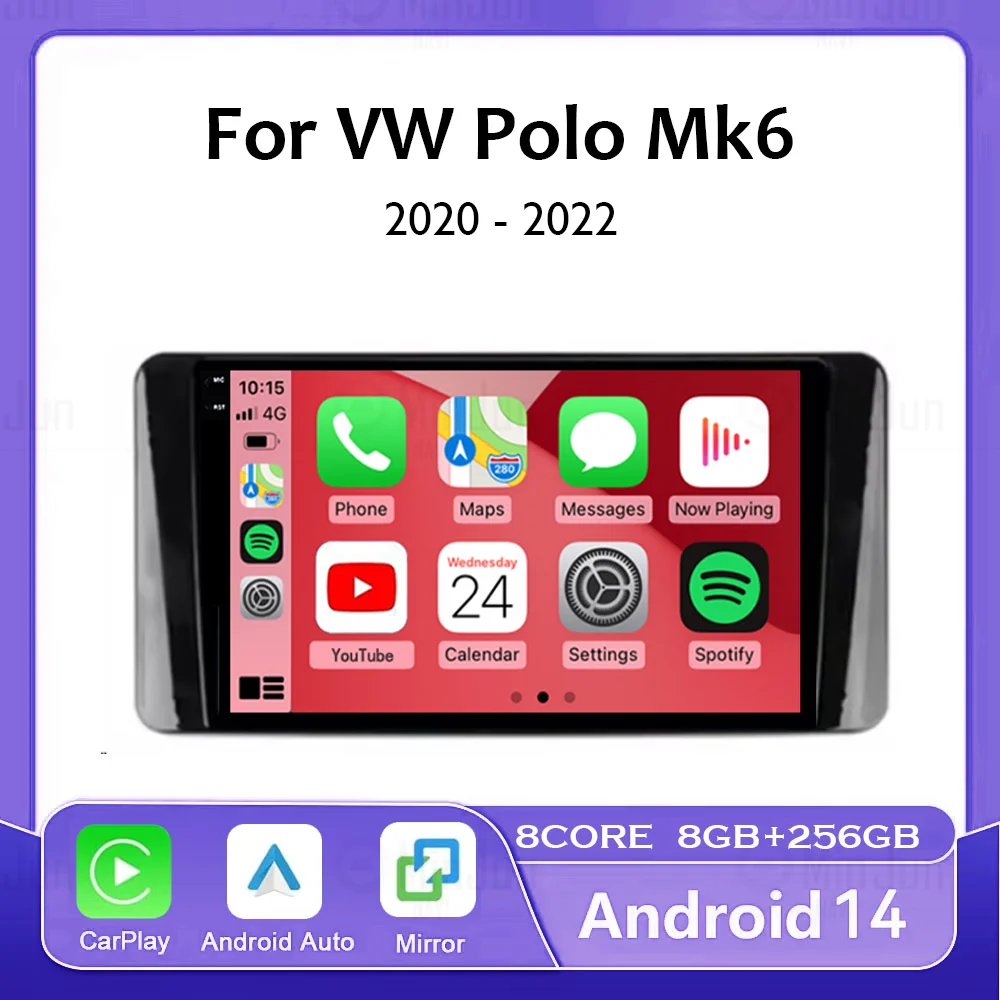 

Android 14 Car Radio Video Multimedia Player For Volkswagen Polo Mk6 VI 2020 - 2022 Navigation GPS Carplay Auto 2K Touch screen