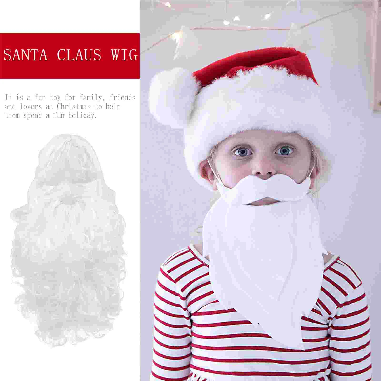 Men Costumes for Halloween Christmas Beard Santa Claus Cosplay Props Washable and Headdress White Mustache Man