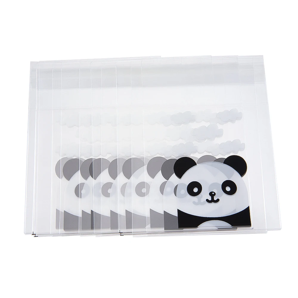 

50pcs self-adhesive bags transparent cute panda self-adhesive bags for diy jewelry display handamde cookies candy packaging