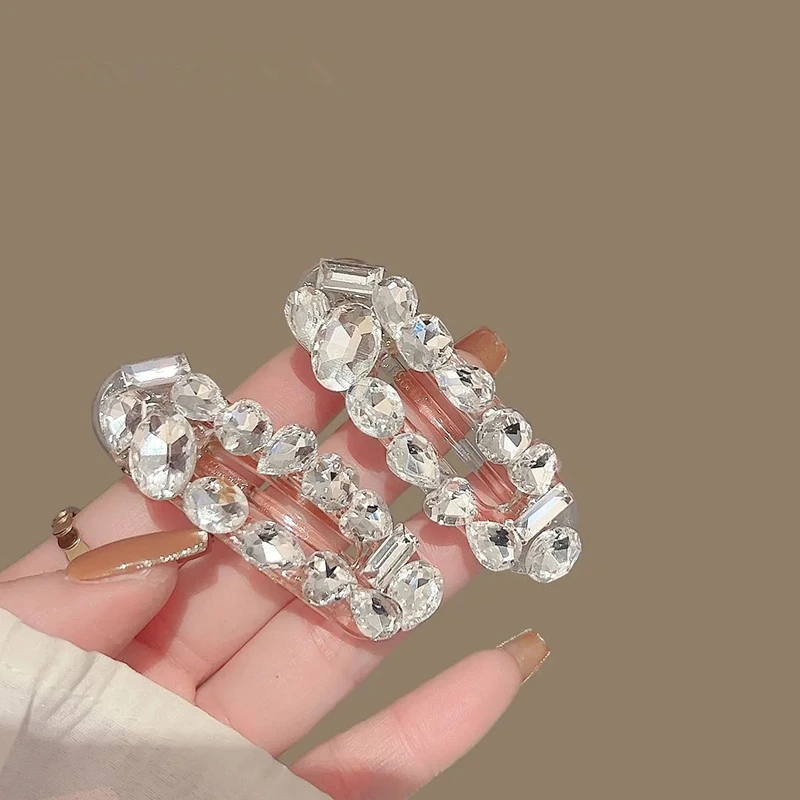 1 Set Strip Korea Popular Hair Clips Fashion Woman Rhinestone Shiny Hairpins Vintage Styling Tools Barrettes Hair Accessories