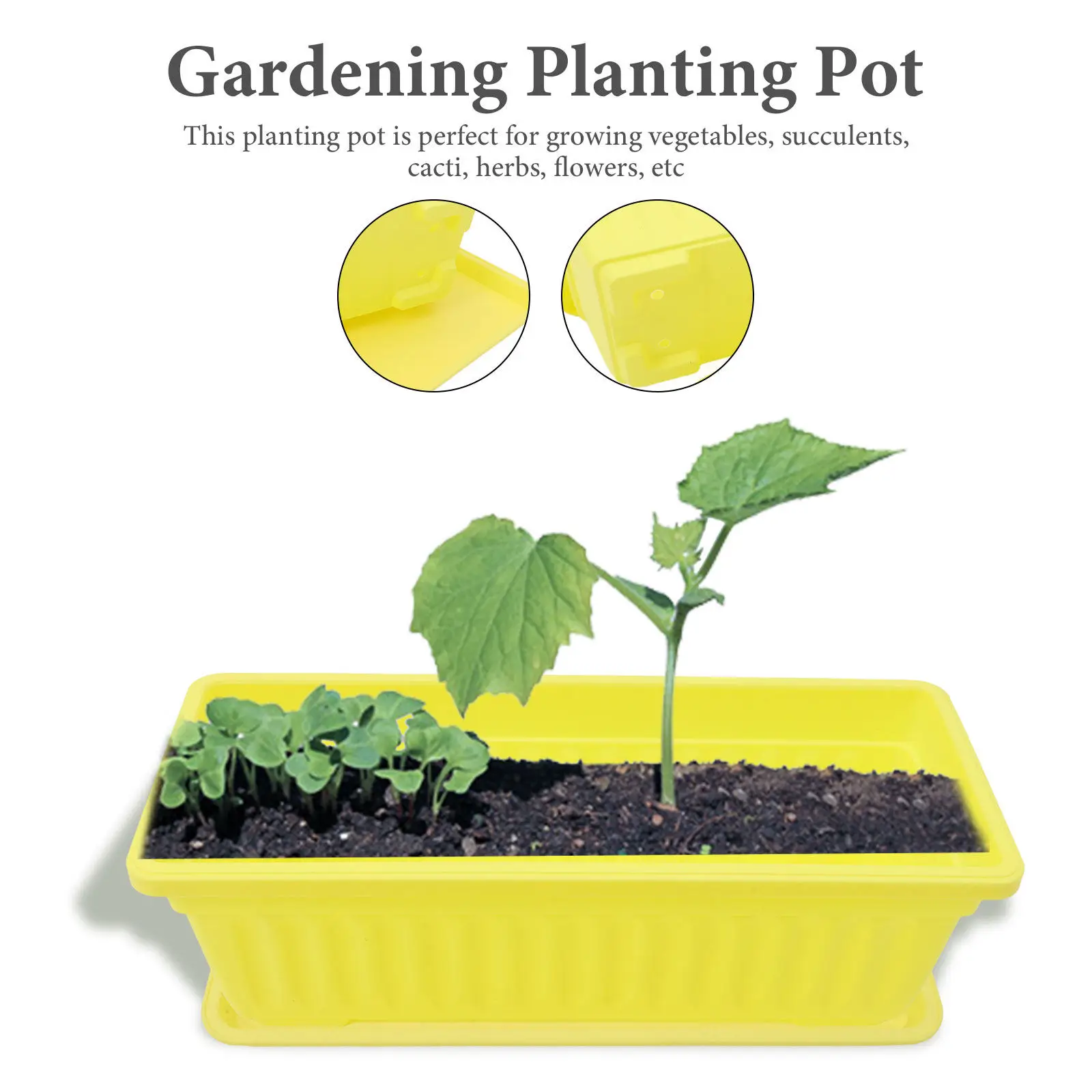 2Sets Rectangular Planter Box for Windowsill Garden Patio Indoor Outdoor Use Vegetable Flower Succulent Growing Container with