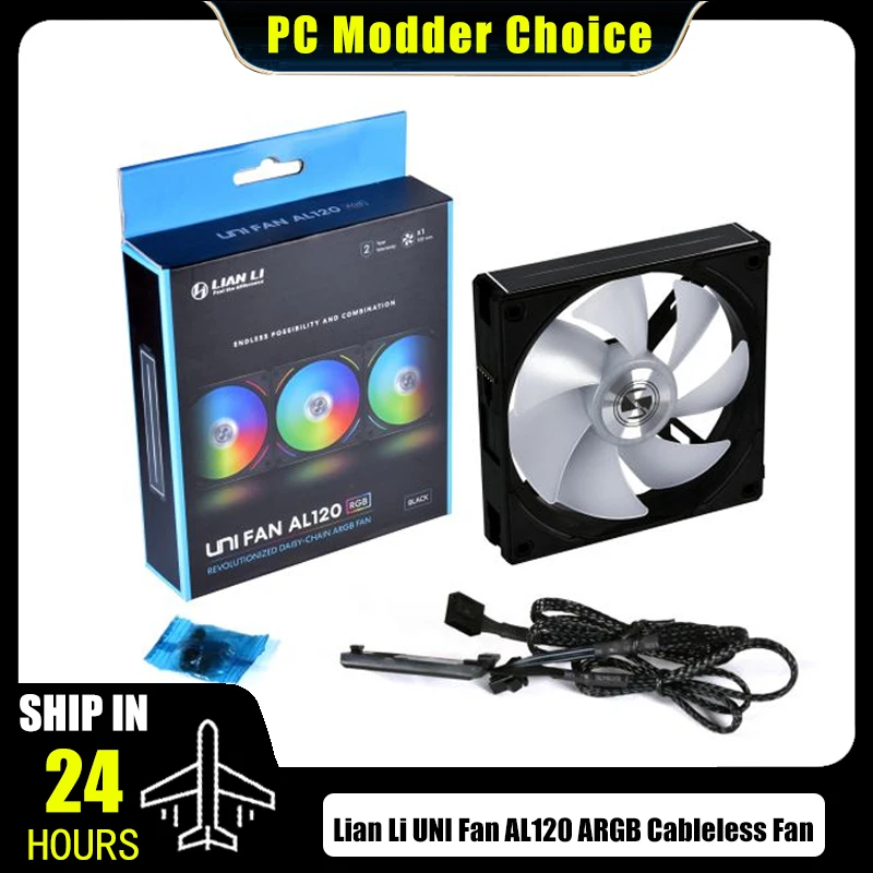 Lian Li UNI Fan AL120 V1 ARGB Cableless Fan Support L-Connect PWM Silent Low Noise High RPM MB SYNC Control, Single Pack