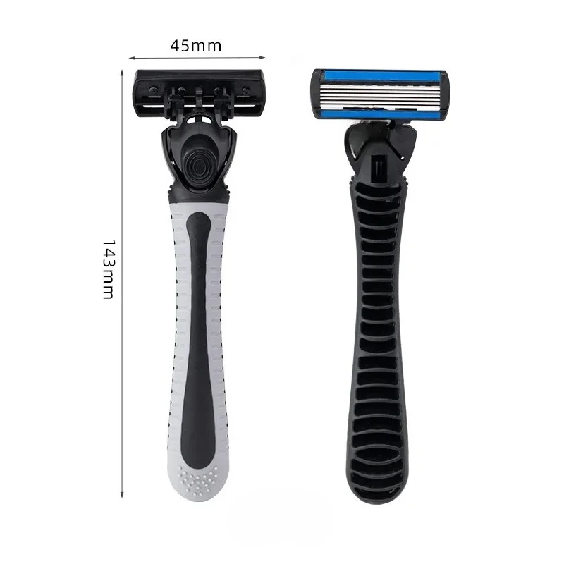 Men Razor Shaving  6 Layer Blade Shaver Reusable Safety Razor Blade Professional Barber Razor Mild Hair Removal Shaver C544