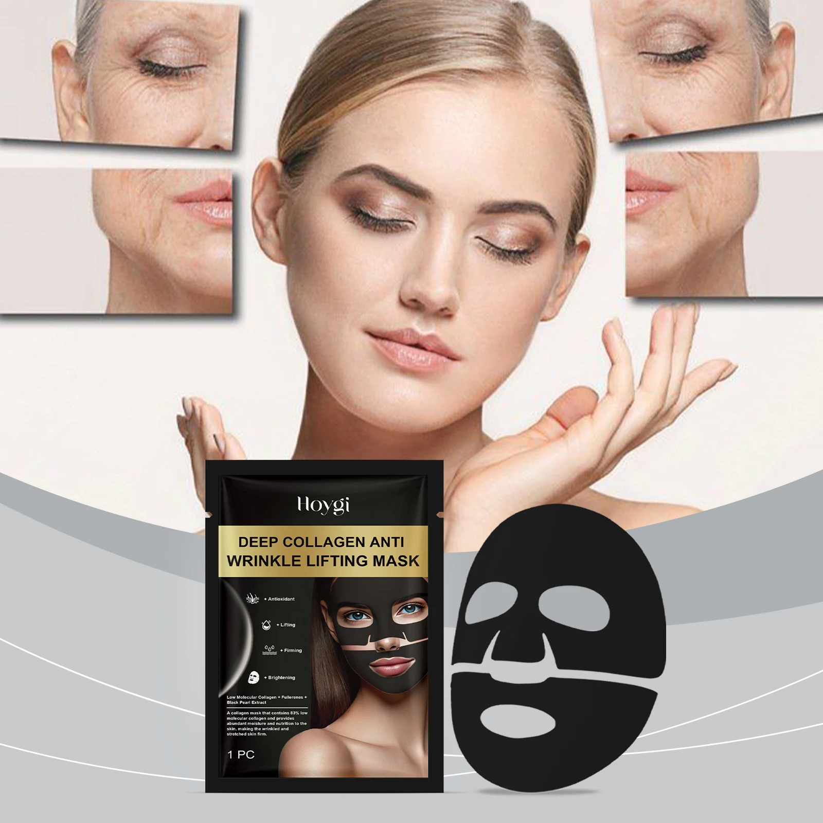 コラーゲン リフティング マスク - しわ防止フェイス トリートメント - 瞬時に引き締め、引き締める 1 枚のマスク