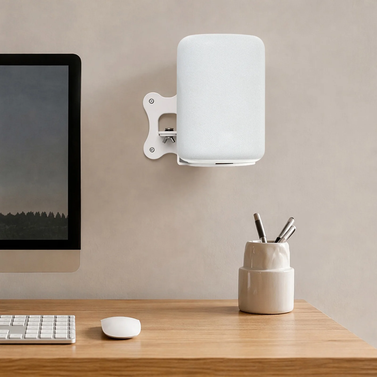 For Wiim Lite Wireless Speaker Anti-Rust Metal Wall Mount Bracket Space Saving Compact Stand with Screws