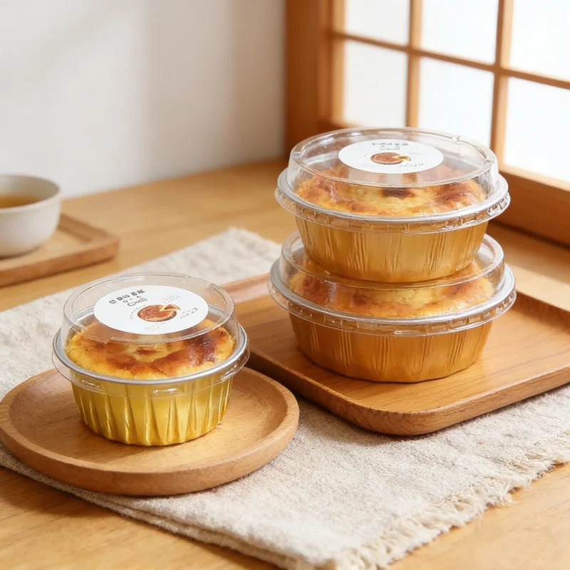  2-Inch 4-Inch Basque Aluminum Foil Box Caramel Pudding Taro Mud Packaging Box Baking Cake Tin Paper Cup Pastry Packaging...