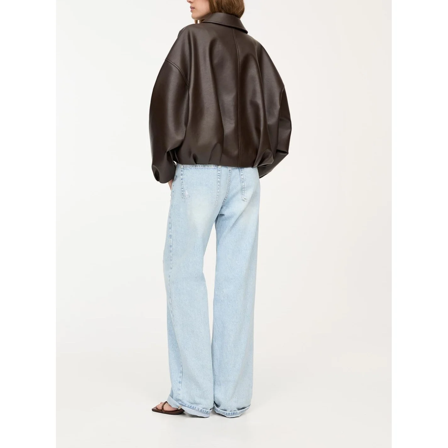 American Sle Pilot Jaet Retro Casual Artificial Leather Top Coat Spring Cross-Border Faionable Women's Leather Coat