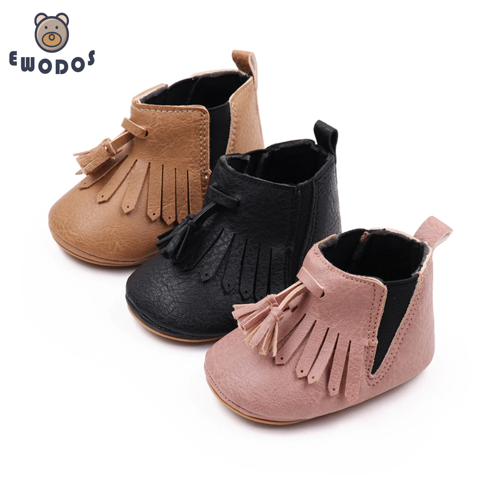 EWODOS 0-18M Toddler Newborn Baby Girls Ankle Boots Tassels PU Winter Boots Warm Baby Walking Shoes for Toddler Infant Girls