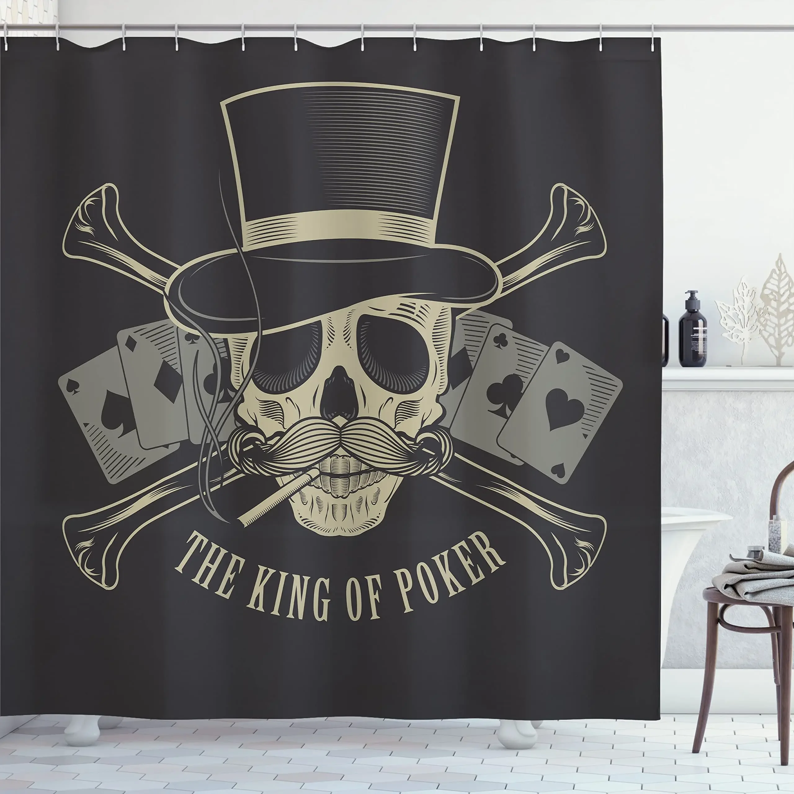 Poker Waterproof Shower Curtains Fabric for Bathroom Shower Curtain Playing Cards Hotel Home Dorm Bathtubs Curtains Decoration