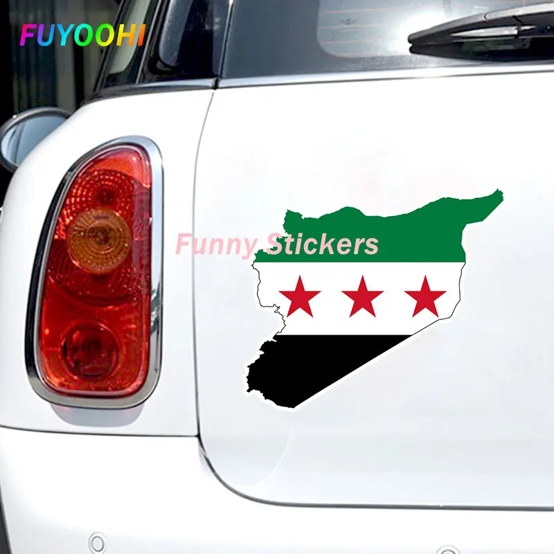 FUYOOHI komik Sticker bayrak haritası suriye araba Sticker su geçirmez vinil çıkartması araba aksesuarları dekor Pegatinas Para Decals çıkartmaları