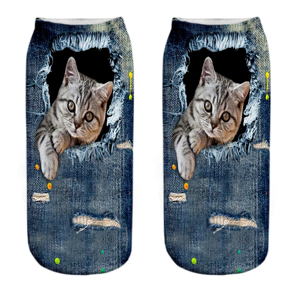 جوارب قطط نسائية مرحة ، طباعة ثلاثية الأبعاد ، موضة رائعة ، فن قصير مضحك ، هدية جديدة ، شحن سريع ، جديد #4