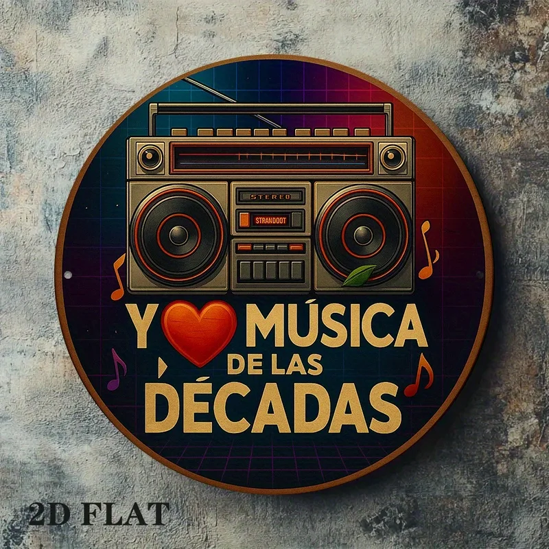 1pc Spanish Music-Themed Vintage French-Inspired Aluminum Wall Plaque- Metal Art Decor for Music Lovers, 2D Flat