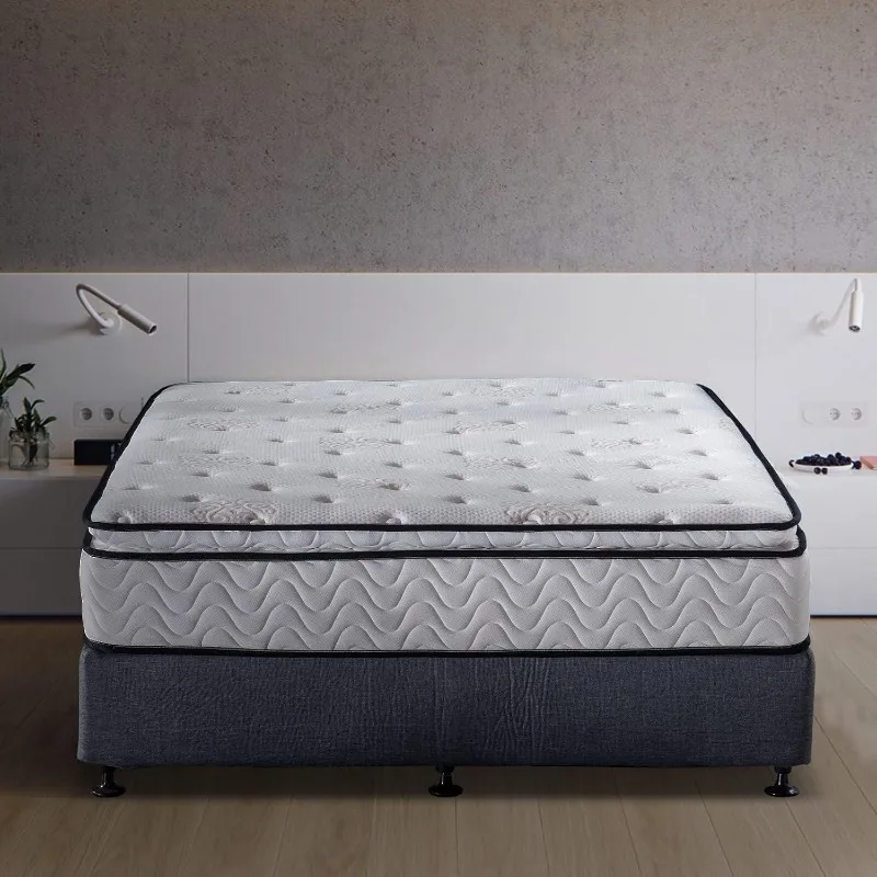 

King Mattress - 11.4 Inch Pillow Top Pocket Spring Hybrid Mattress with Memory Foam Innerspring