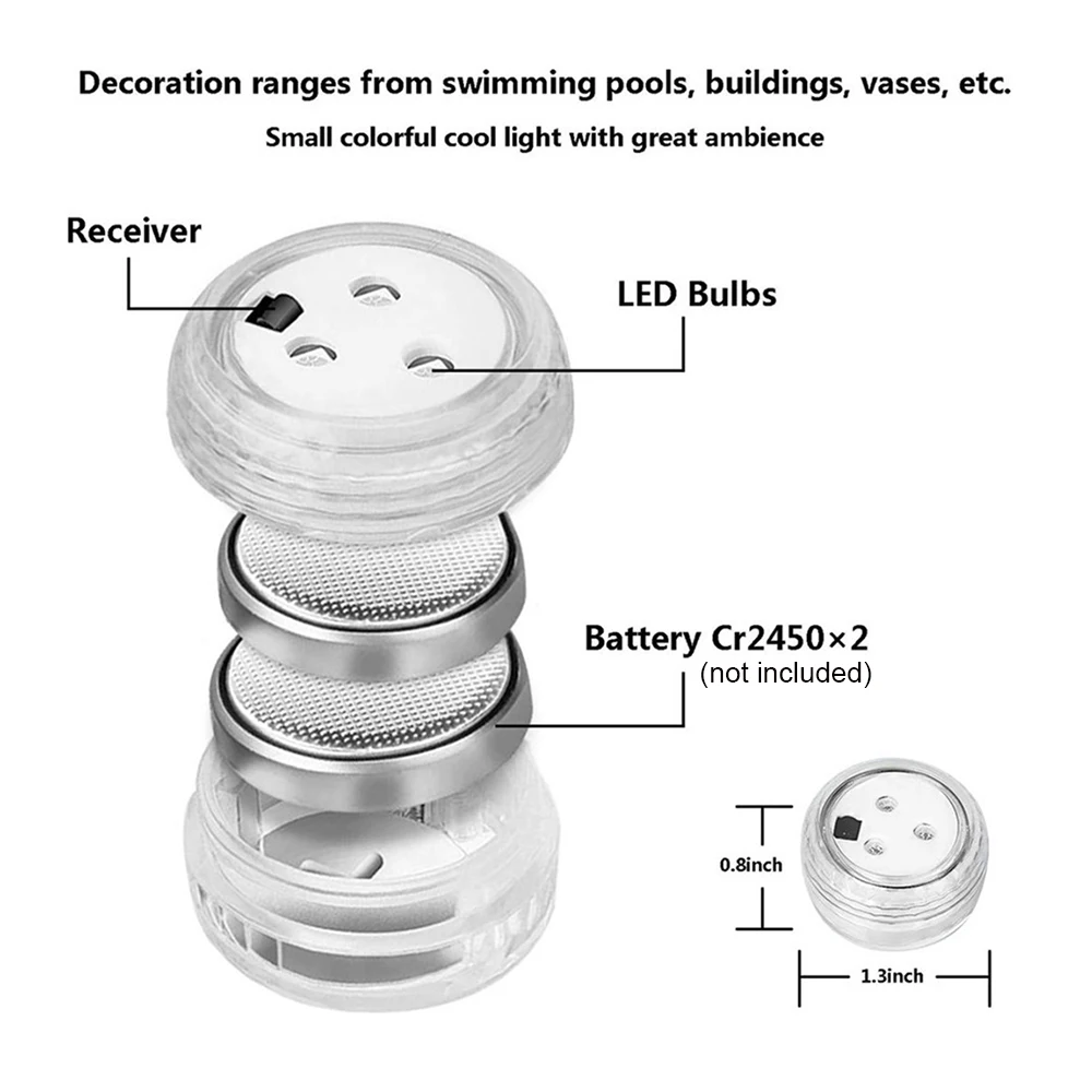 Mini Submersible Light IP68 Waterproof Tea Lamp RGB Color Changing With Remote Controller for Vase Home Party