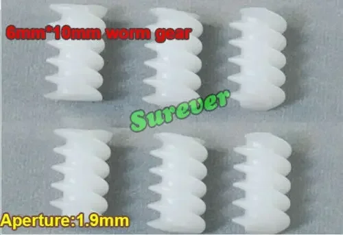 5PCS Lengthened Worm Gear 6*10mm/6*15mm 0.5 Modulus 1.9mm Aperture For Coupling 2mm Shaft Diameter