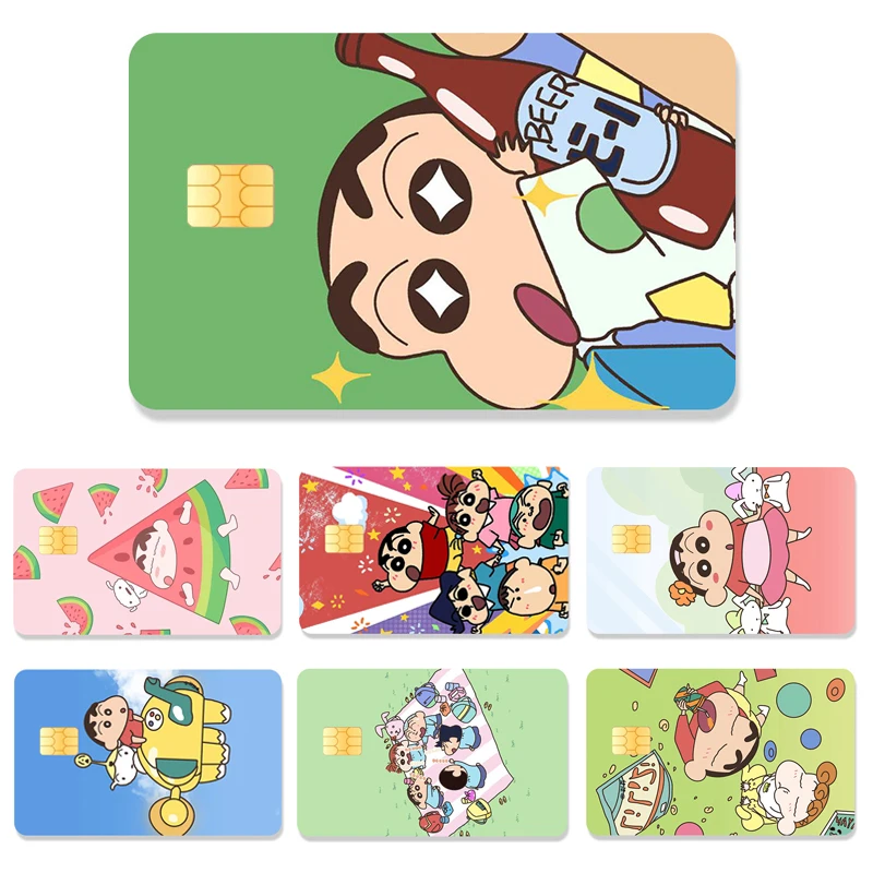 Cartoon Crayon Shin-Chan Credit Card Debit Card Stickers DIY Anime Waterproof Melody Poker Stickers Film Tape Skins Small Stacks