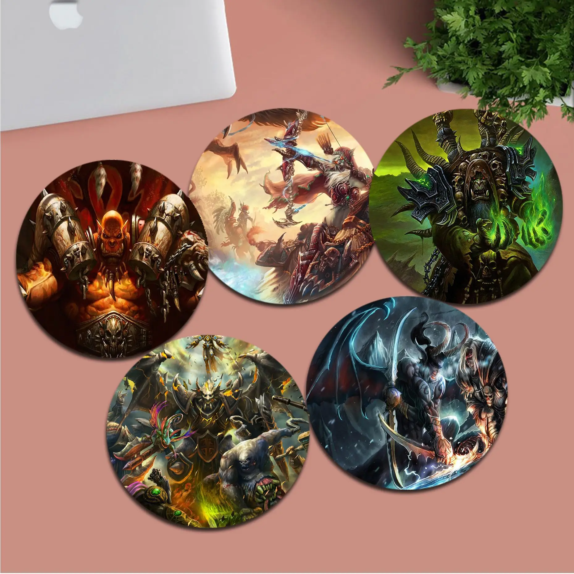 

W-World of W-Warcraft Mousepad DIY Round Thickened Mouse Pad Oversized Gaming Keyboard Table Mat Desk Accessories Desktop Mat