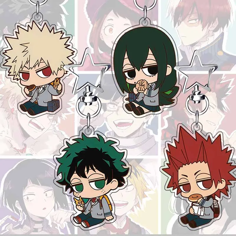 

Acrylic Q version character Keychain for My Hero Academia Bakugo Izuku Tsuyu Eijiro Anime Decoration Collection lovely Gift