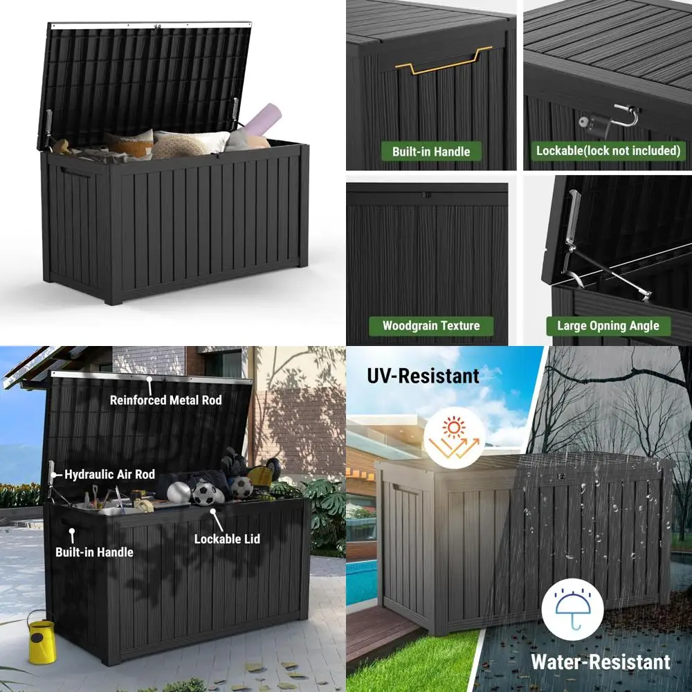 

Large Outdoor Waterproof Resin Storage Box - 180 Gallon Capacity for Patio Furniture Cushions, Pool Supplies, Gardening Accessor