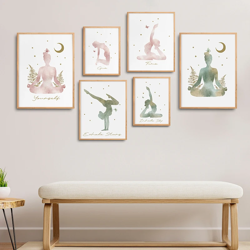 Yoga Prints Zen Wall Art Canvas Painting Meditation Poster Inhale Exhale Art Prints Wall Picture Yoga Room Gym Wall Decoration