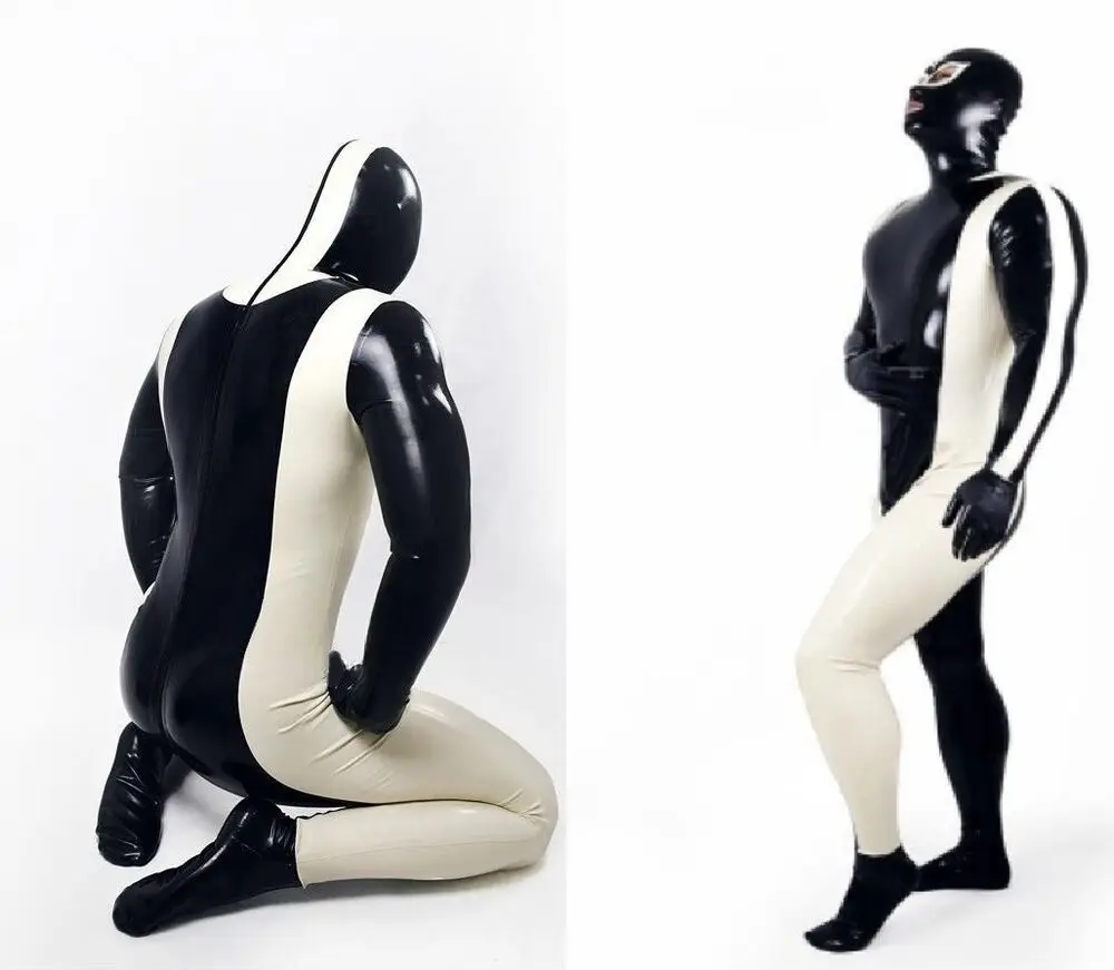 Catsuit de látex para Cosplay, traje blanco de 100% mm, Zentai, para Halloween, 0,4