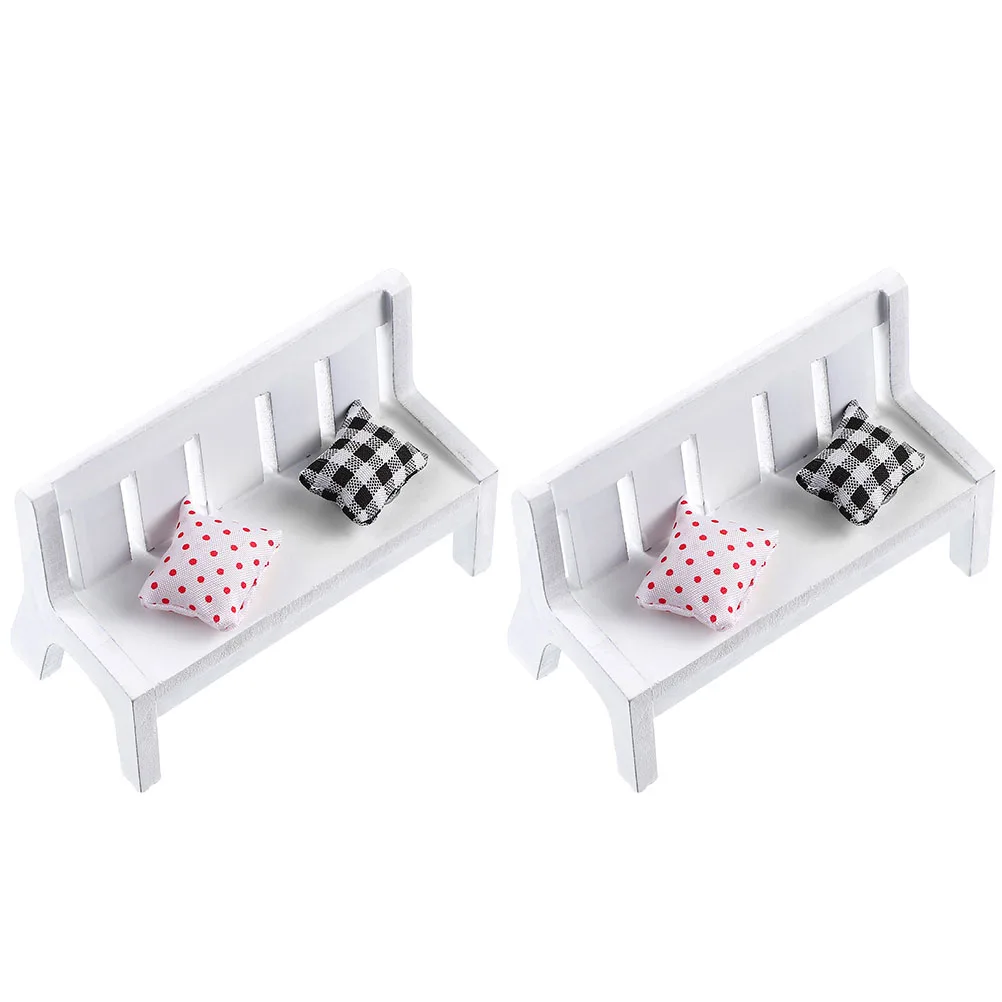 

2 Sets Of Mini Bench Exquisite Decorative Furniture Creative Desktop Decor Fine Workmanship Micro Landscape Props For