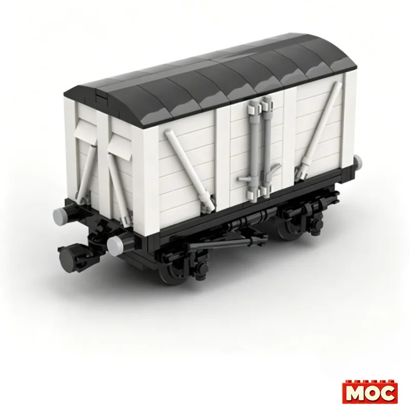 401Pcs V2 White Vented Boxcar 7Wide Old Magnet Couplers Custom Building Blocks Train Freight Car Model Educational Assembly Toy